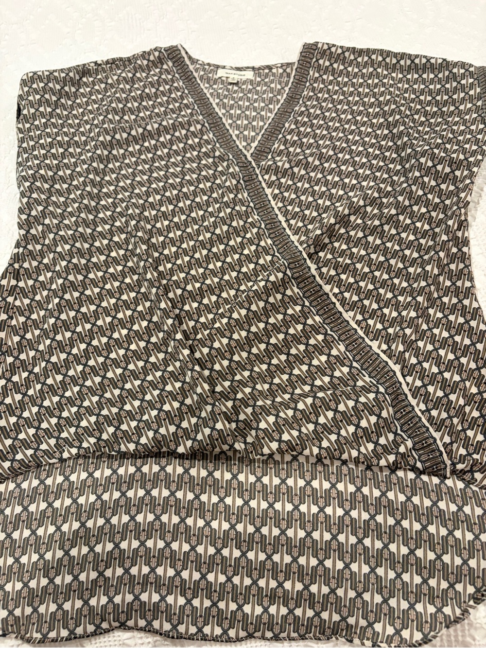 Max Studio Geometric Wrap V-Neck Blouse
